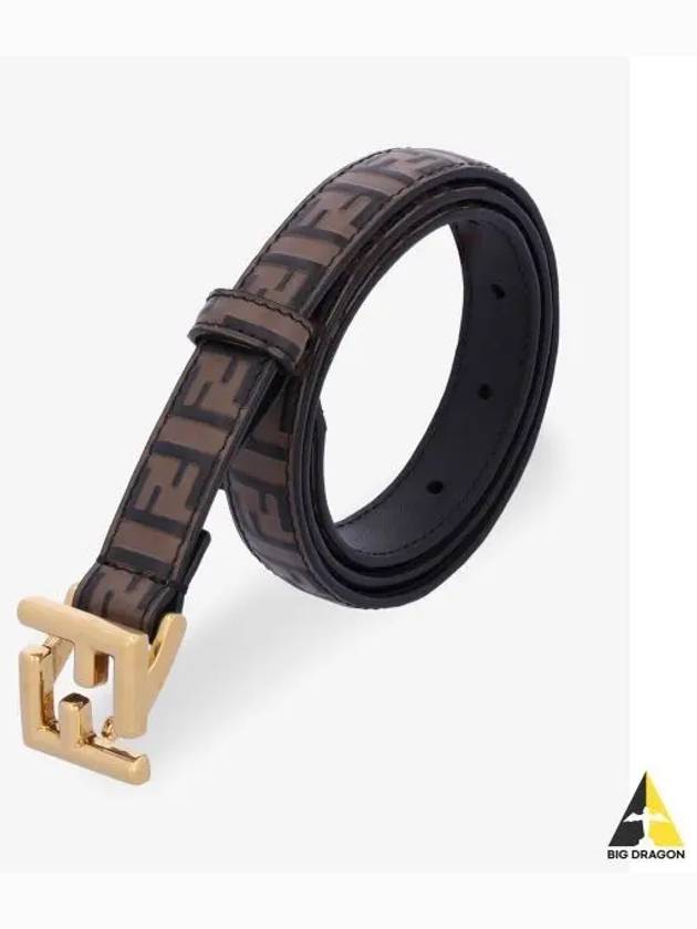 FF Square Stud Buckle Leather Belt Brown - FENDI - BALAAN 2