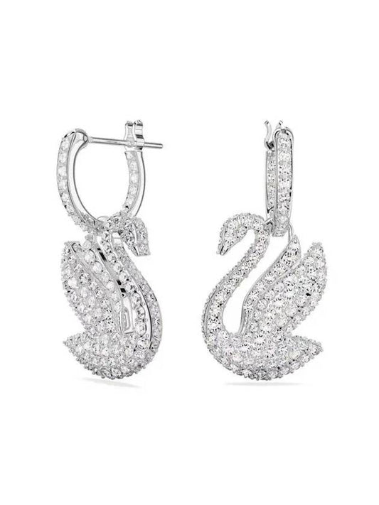 Iconic Swan Crystal Drop Earrings Silver - SWAROVSKI - BALAAN 2