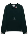 Intarsia Stitch Crew Neck Merino Wool Knit Top Green - THOM BROWNE - BALAAN 2