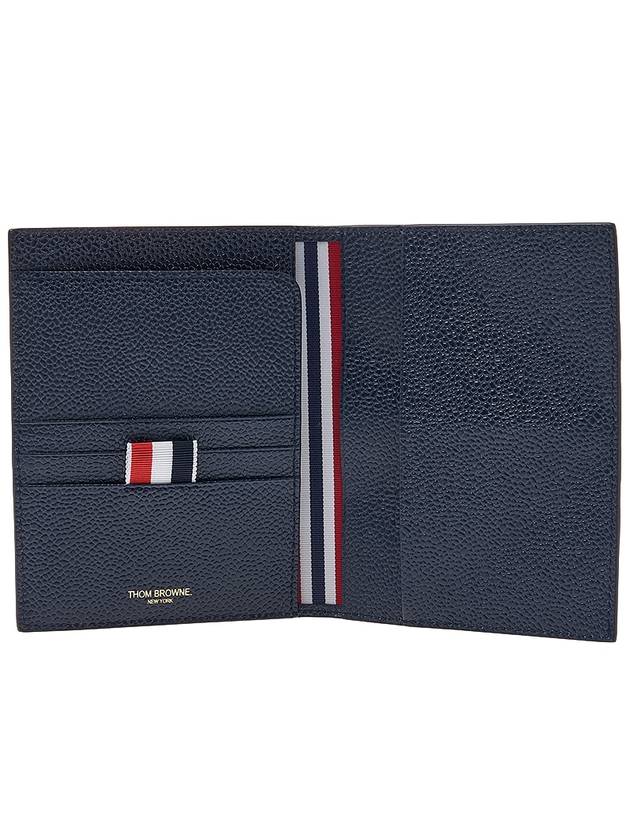 Pebble Grain Leather 4 Bar Card Wallet Navy - THOM BROWNE - BALAAN 11