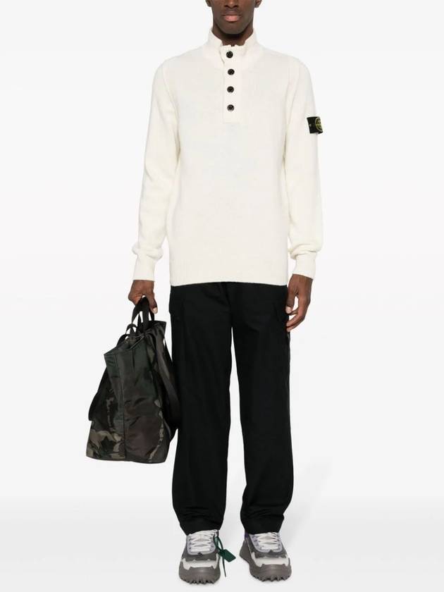 Wappen Patch Button Knit Top White - STONE ISLAND - BALAAN 3