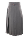 Super 120S Twill Below Knee Pleated Skirt Medium Grey - THOM BROWNE - BALAAN 5