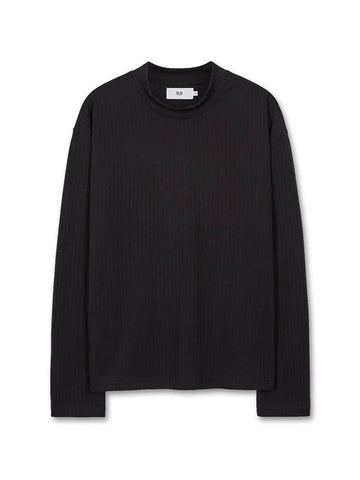 Loose ribbed mock neck knit t-shirt BLACK - WEST GRAND BOULEVARD - BALAAN 1