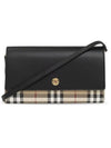 Detachable Strap Checked Leather Wallet Cross Bag Black - BURBERRY - BALAAN 1