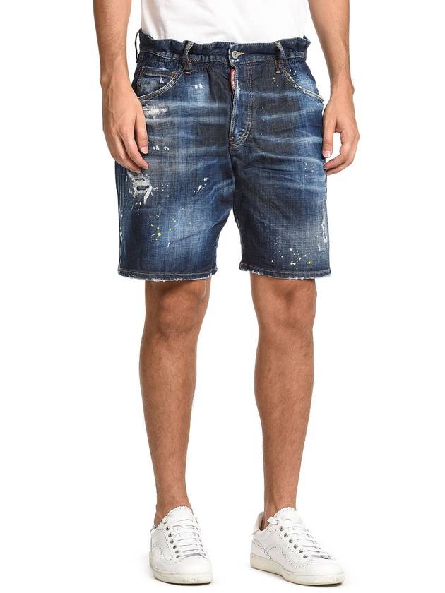 Men's Distressed Denim Shorts Blue - DSQUARED2 - BALAAN.