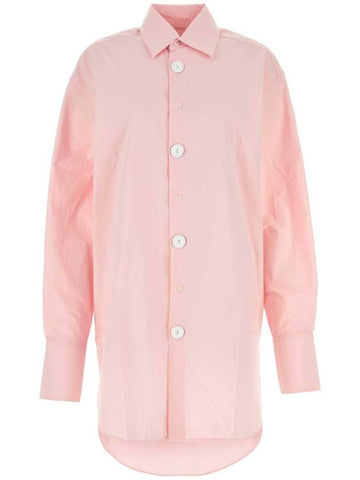 Button Detail Oversized Long Sleeve Shirt Pink - JW ANDERSON - BALAAN 1