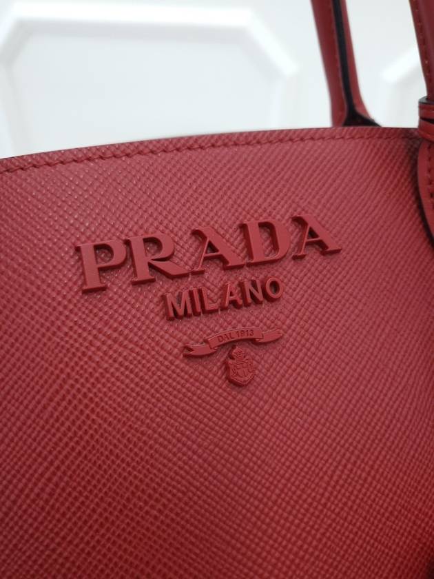 Monochrome Saffiano Tote Shoulder Bag Red 1BA156 - PRADA - BALAAN 6