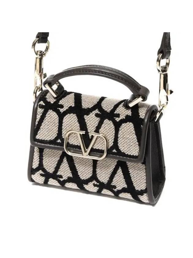 Toile Iconographe Fabric Leather Cross Bag Beige Black - VALENTINO - BALAAN 1