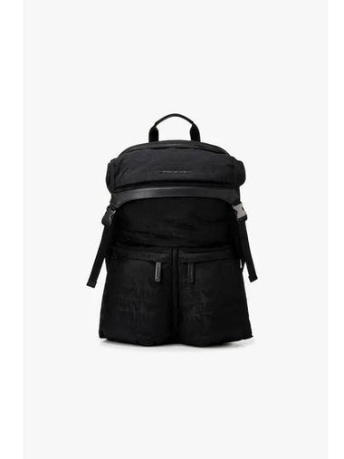 Men s Logo Jacquard Nylon Backpack Black - EMPORIO ARMANI - BALAAN 1