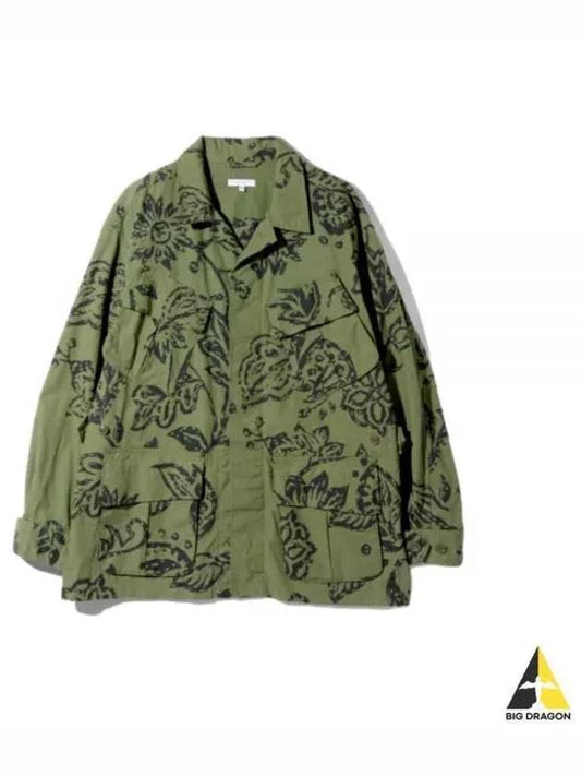 Jungle Fatigue Jacket Olive Floral Print Ripstop MP243 CT243 - ENGINEERED GARMENTS - BALAAN 1