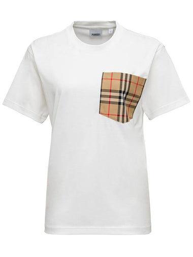 Vintage Check Pocket Cotton Oversized Short Sleeve T-Shirt White - BURBERRY - BALAAN 1