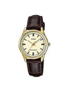 Leather Band Analog Watch Brown Gold - CASIO - BALAAN 1