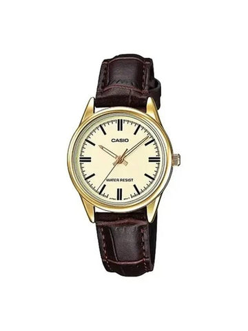 Leather Band Analog Watch Brown Gold - CASIO - BALAAN 1