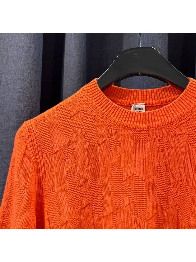 Women s Knit H Logo Wool Long Sleeve Sweater Orange - HERMES - BALAAN 3