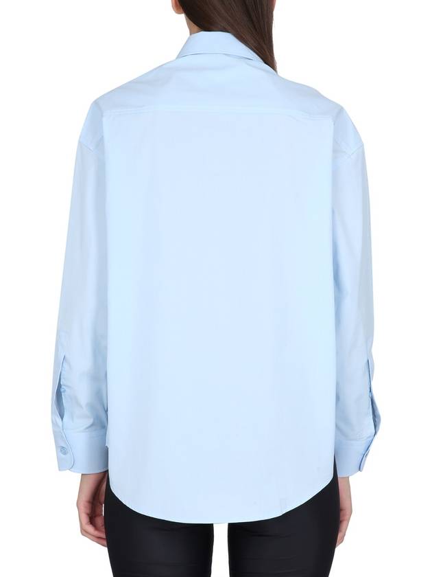 Chest Pocket Boxy Fit Poplin Long Sleeve Shirt Sky Blue - AMI - BALAAN 3