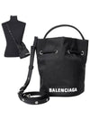 Wheel Drawstring XS Bucket Bag Black White - BALENCIAGA - BALAAN 2