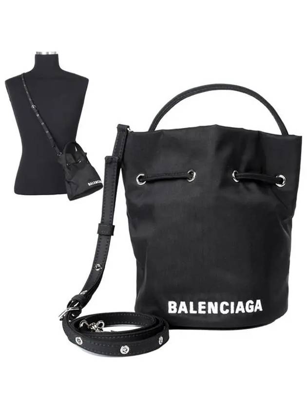 Wheel Drawstring XS Bucket Bag Black White - BALENCIAGA - BALAAN 2