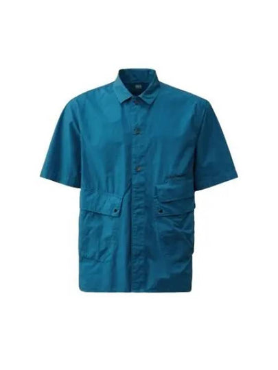 Cotton Popeline Pocket Short Sleeve Shirt Blue - CP COMPANY - BALAAN 2