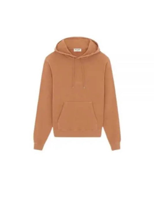 Embroidered Logo Cotton Hoodie Light Orange - SAINT LAURENT - BALAAN 2