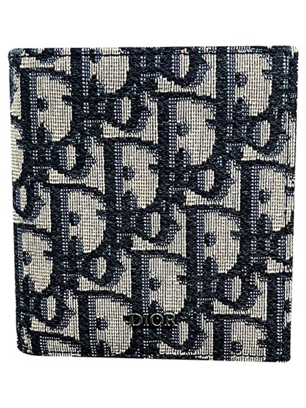 Vertical Half Wallet Beige & Black Oblique Jacquard - DIOR - BALAAN 2