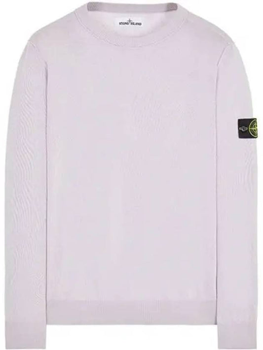 Wappen Patch Crew Neck Soft Cotton Knit Top Pastel Pink - STONE ISLAND - BALAAN 2