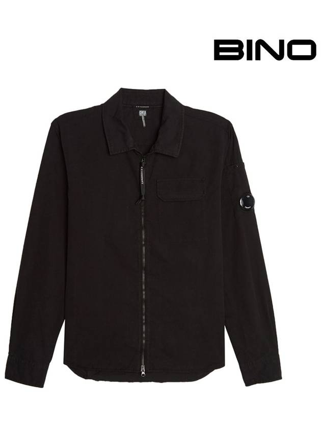 Gabardine Zipped Long Sleeve Shirt Black - CP COMPANY - BALAAN 2