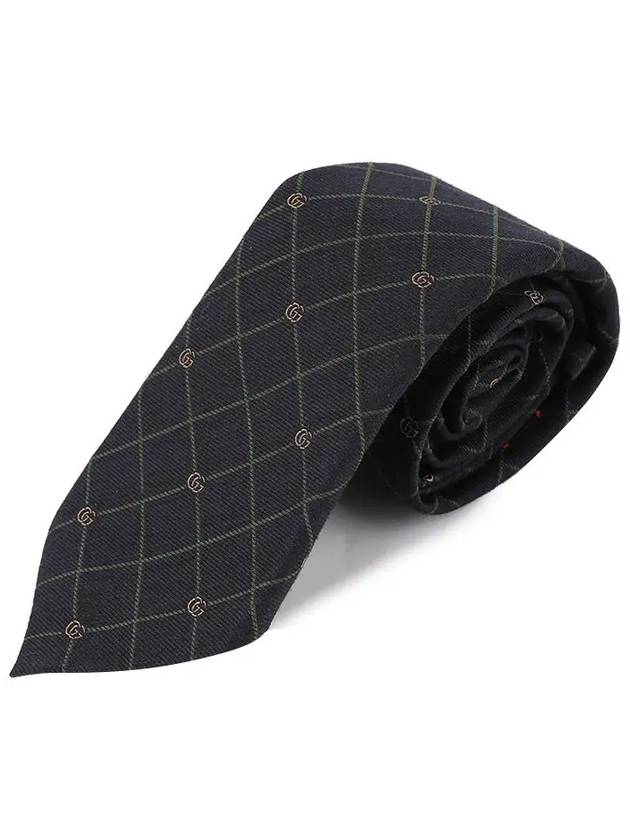 Double G Check Silk Jacquard Tie Blue - GUCCI - BALAAN 7