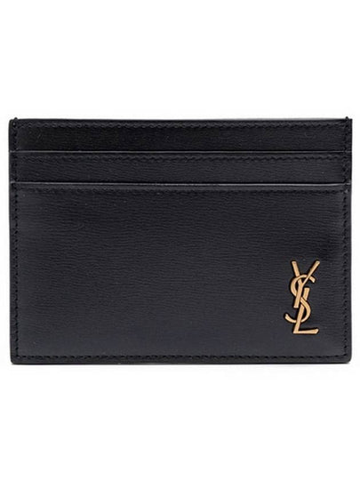 Tiny Monogram Shiny Leather Card Case Black - SAINT LAURENT - BALAAN 2