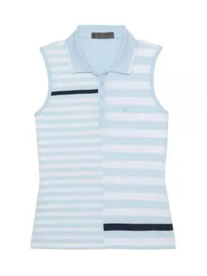 Women's Bold Stripe Tech Jersey Polo Sleeveless Sky - G/FORE - BALAAN 2