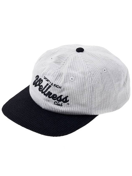 Wellness corduroy ball cap WELLNESS CLUB CORDUROY HAT BLACK WHITE - SPORTY & RICH - BALAAN 1