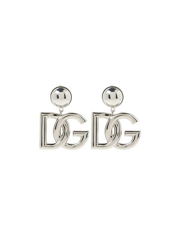 DG Logo Clip On Earrings Silver - DOLCE&GABBANA - BALAAN 1