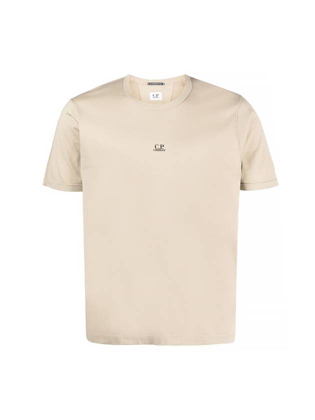 Logo Print Short Sleeve T-Shirt Beige - CP COMPANY - BALAAN 2