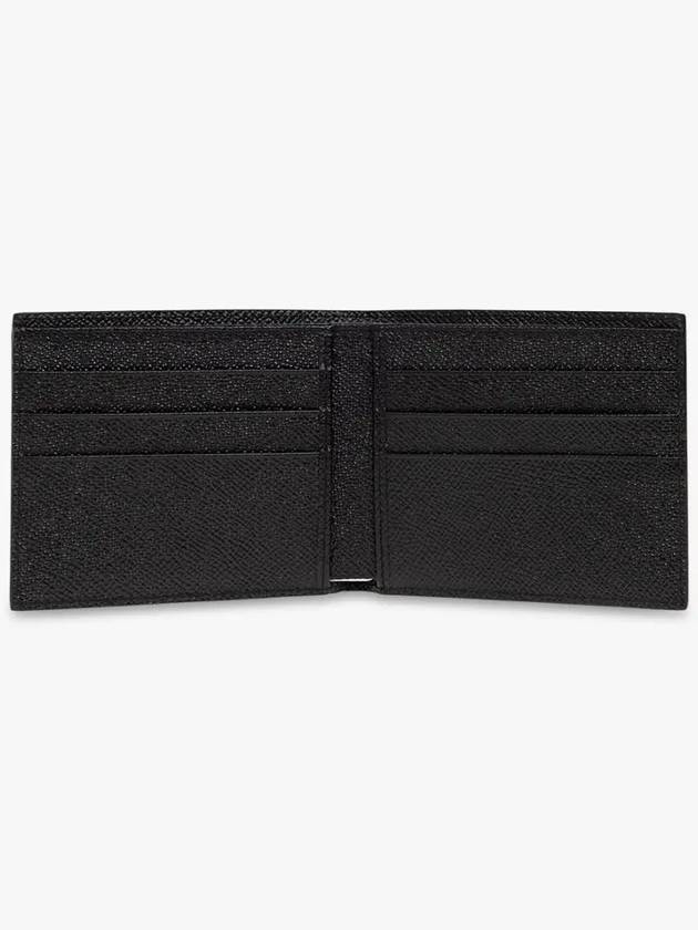 Logo Plaque Calf Leather Half Wallet Black - DOLCE&GABBANA - BALAAN 3