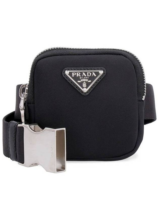 Triangle Logo Mini Pouch Nylon Belt Black - PRADA - BALAAN 1