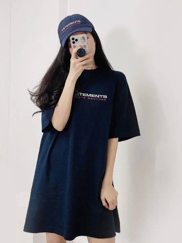 Couture Logo Overfit Short Sleeve T-Shirt Navy - VETEMENTS - BALAAN 2