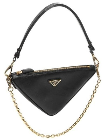 Triangle Saffiano Leather Shoulder Bag Black - PRADA - BALAAN 2