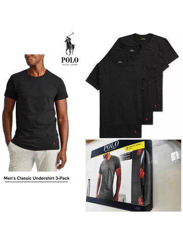 Polo short sleeve t shirt classic fit plain 3 pack set black - POLO RALPH LAUREN - BALAAN 1