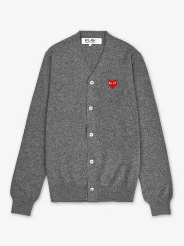 COMME DES GARCONS PLAY Red Heart Wappen Logo Cardigan Gray AZN0080513 - COMME DES GARCONS PLAY - BALAAN 1