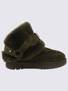 Burberry Shearling Collar Suede Chavi Middle Boots Green - BURBERRY - BALAAN 1