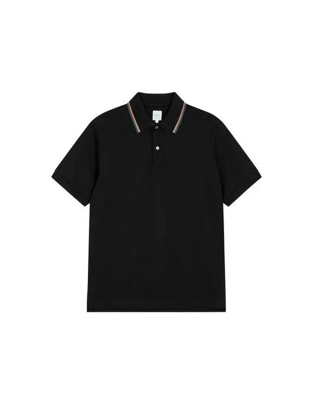 Striped collar pique polo shirt black 270707 - PAUL SMITH - BALAAN 1