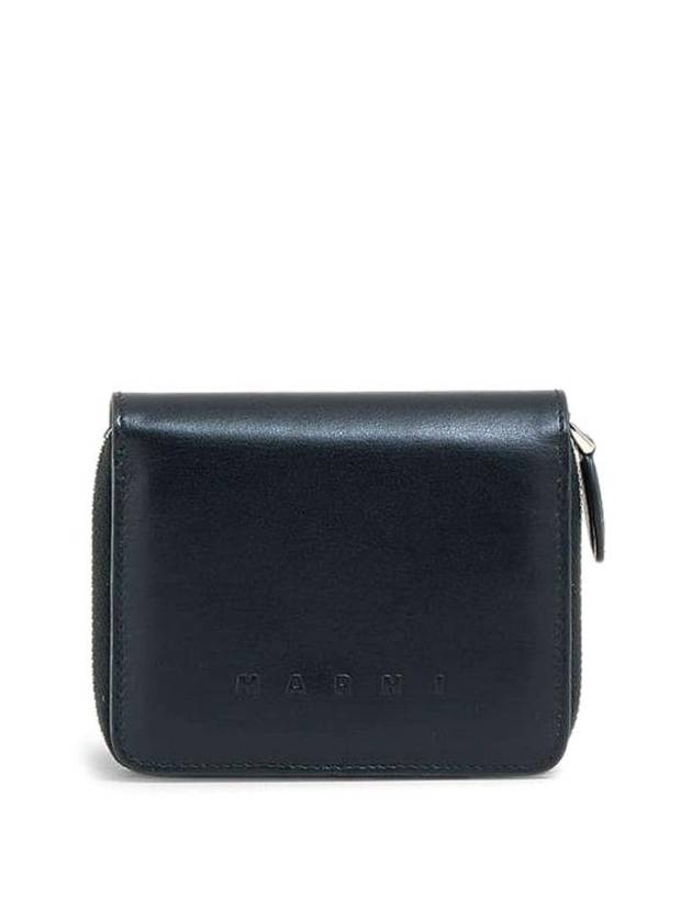 Embossed Logo Leather Card Wallet Black - MARNI - BALAAN 1