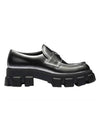 Men's Monolith Leather Loafers Black - PRADA - BALAAN.