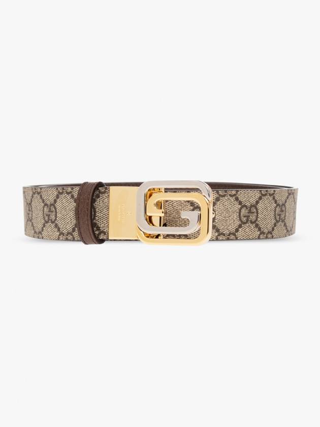 Square Interlocking GG Buckle Leather Belt Beige - GUCCI - BALAAN 2