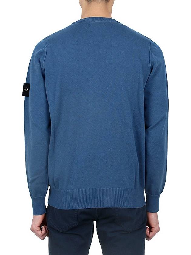 Crewneck Soft Cotton Knit Top Avio Blue - STONE ISLAND - BALAAN 5