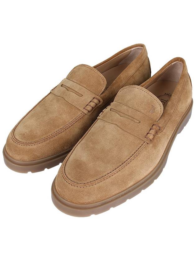 Pebble Tab Moccasin Suede Penny Loafers Brown - TOD'S - BALAAN 3