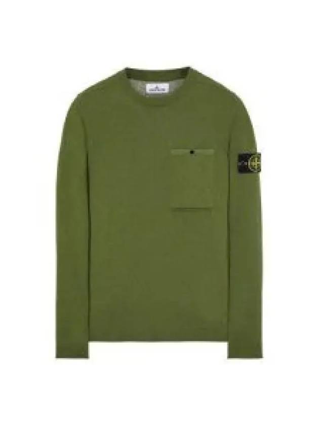 Wappen Patch Low Pocket Knit Top Olive - STONE ISLAND - BALAAN 2