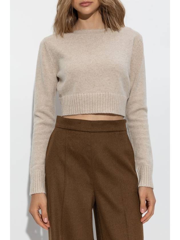 Angry Wool Cashmere Crop Knit Top Beige - MAX MARA - BALAAN 4