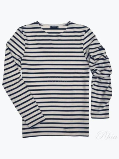 9858 Ecru Marine Minquire Modern Stripe Long Sleeve T shirt - SAINT JAMES - BALAAN 1