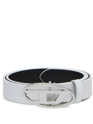 Logo Buckle Leather Belt White - DIESEL - BALAAN 1