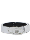 B1DR 25 Enamelled Buckle Leather Belt White - DIESEL - BALAAN 1